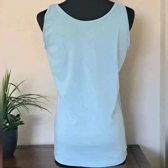 Cleo Blue Tank Top Womens  Large Cotton Sleeveless - Picture 3 of 8